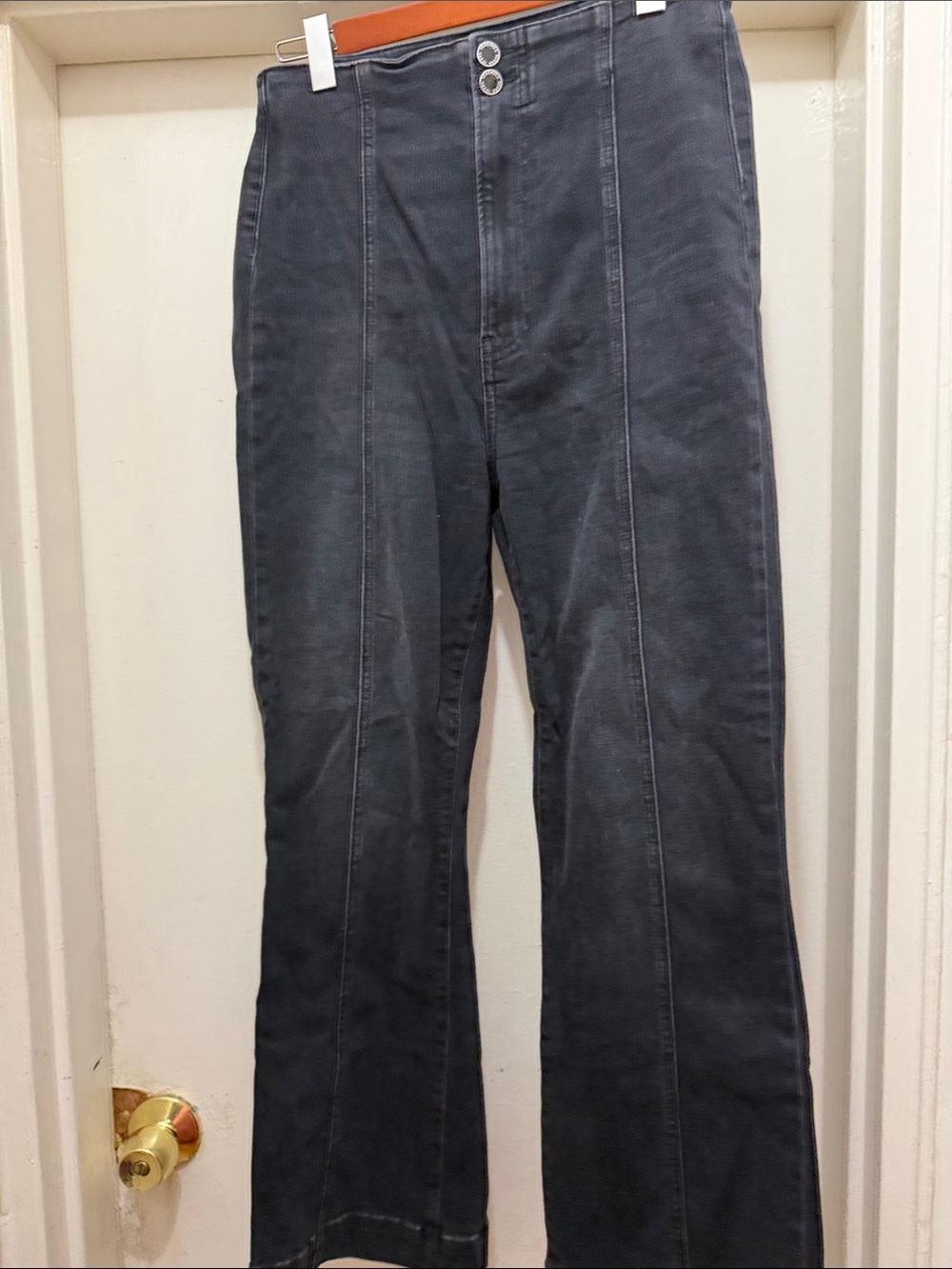 Veronica Beard Charcoal Wide-Leg Front-Seam Pants